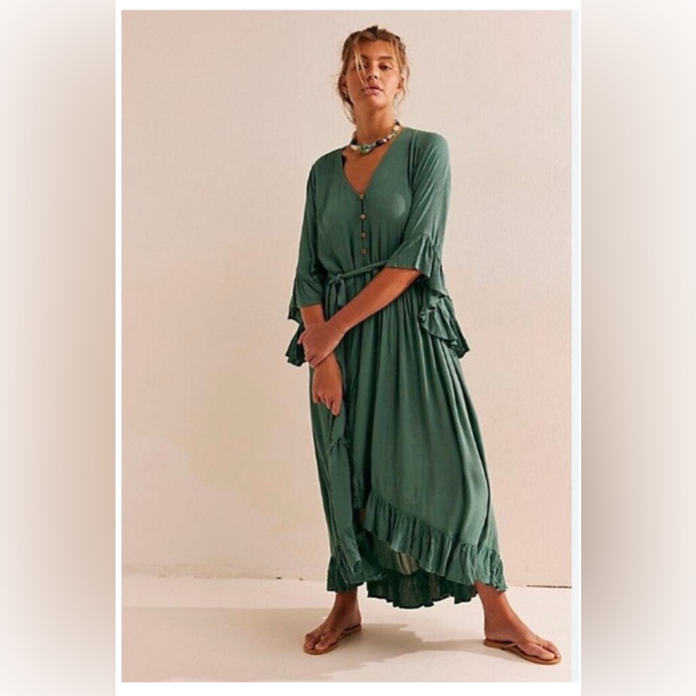 Free People Selina Maxi Dress with Ruffle Sleeves